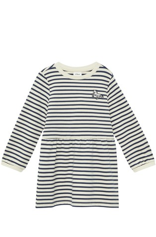 Lightweight striped dress with glittering embroidery detail