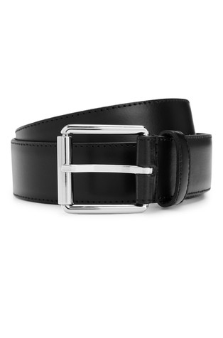 Leather belt with roller buckle