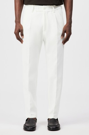 Regular fit hlače z gubama iz bombažne mešanice