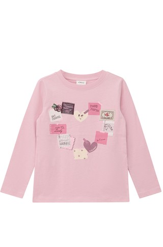 Cotton T-shirt with print and sequins