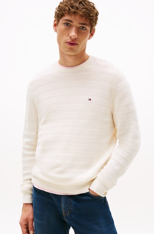 Textured Stripe Crew Neck Jumper