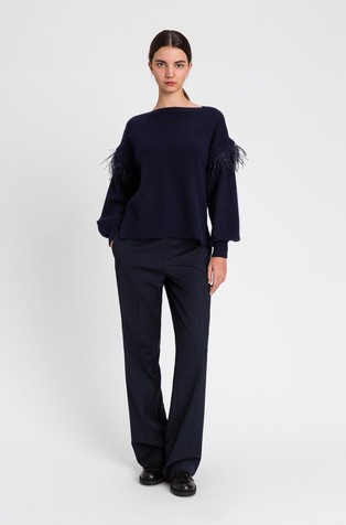 Loose fit knit jumper with feather details