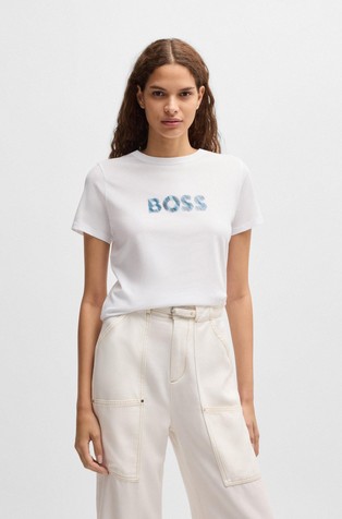 Cotton-jersey T-shirt with seasonal logo