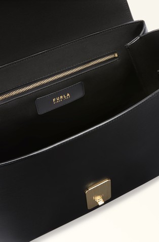 FURLA Usnjena torbica za čez ramo Črna - Black 5