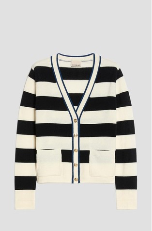 Striped cardigan in wool and cashmere blens