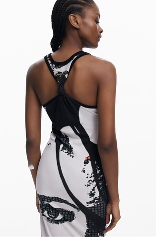 DESIGUAL Versatile fitted midi dress with face print Multi 4