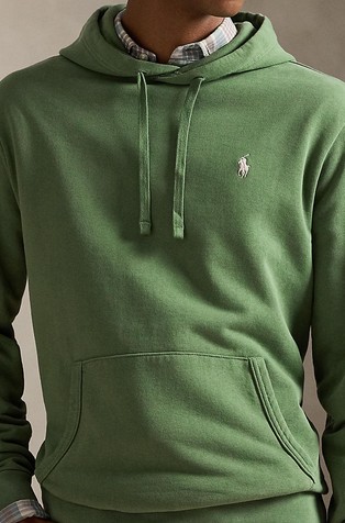 RALPH LAUREN Pulover s kapuco in frotirano notranjostjo Zelena - Fatigue 3