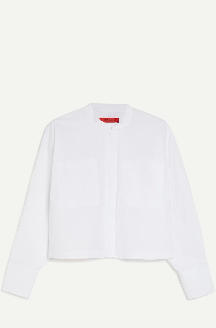MAX&amp;CO Cotton-poplin cropped shirt Optical White 