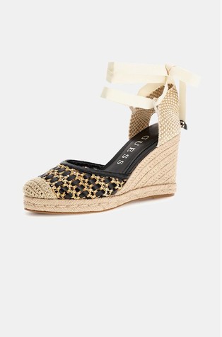 GUESS Charmi prepleteni sandali s polno peto in zasnovo espadril Bež - Beige / Black 2