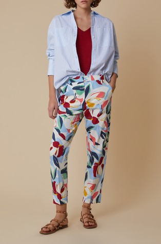 PENNYBLACK Cotton poplin trousers Cream / Multi 3