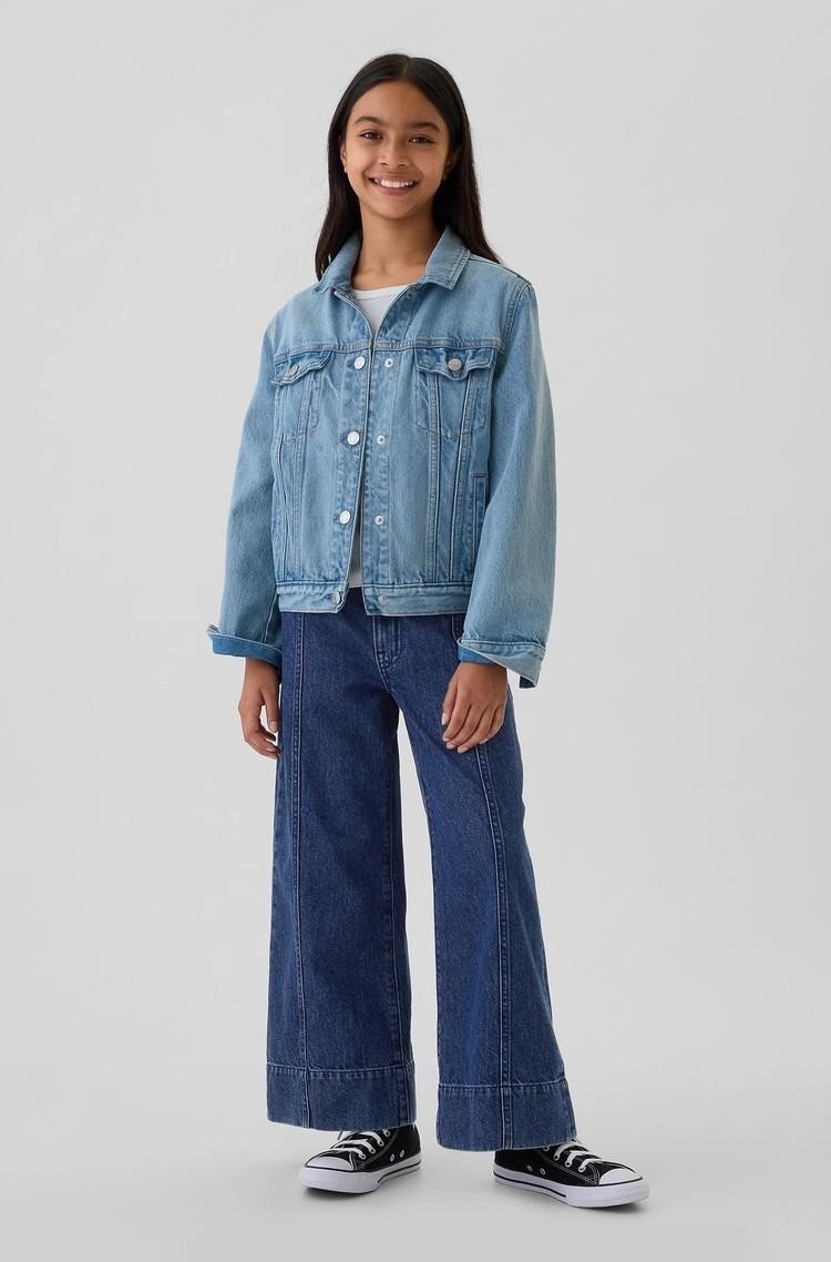 GAP Wide leg denim hlače za deklice Modra - Dark Wash 