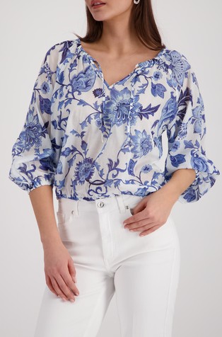Cotton blouse with floral pattern