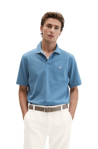 Short-sleeved polo shirt in organic cotton piqué