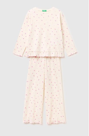 Žakarska bombažna pižama z dolgimi rokavi in vzorcem