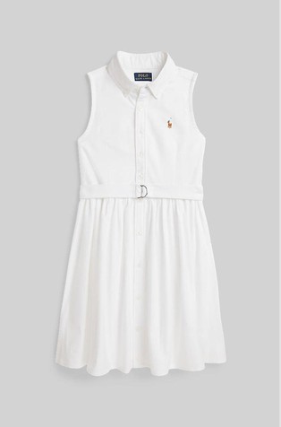 Oxford bombažna srajčna obleka s pasom