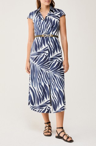 Midi srajčna obleka z vzorcem