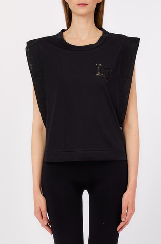 Bombažna majica z mrežastimi detaji