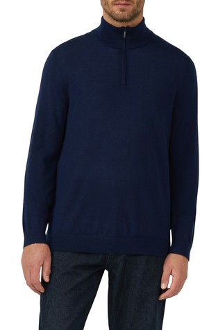 Pleten pulover iz merino volne z delno zadrgo