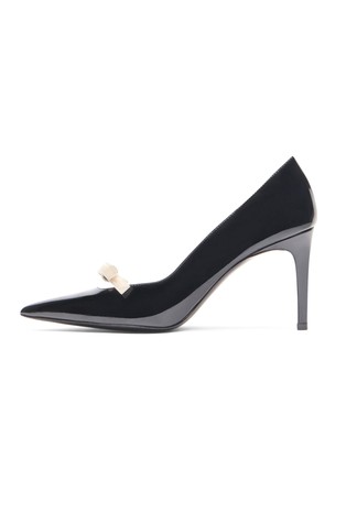 STUART WEITZMAN Stuart Felicity salonarji iz lakastega usnja Črna - Black / Cream 3