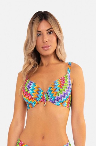 Underwired bikini top with zigzag print