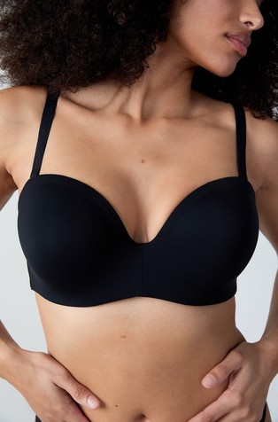 ETAM Pure Fit® Push Up bandeau modrček z odstranljivimi naramnicami Črna - Black 3