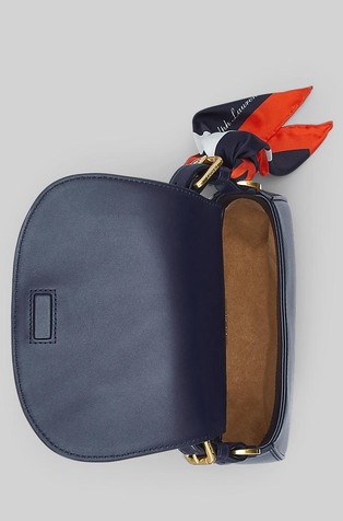 RALPH LAUREN Scarf-trim Leather Tanner Crossbody bag Refined Navy 4