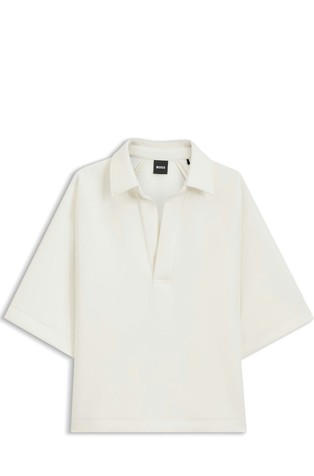 Loose-fit polo tee in scuba jersey