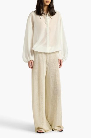 Polprosojna srajca iz mešanice bombaža in svile