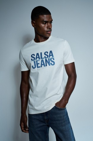 SALSA JEANS Logo majica s kratkimi rokavi Bela - White 6