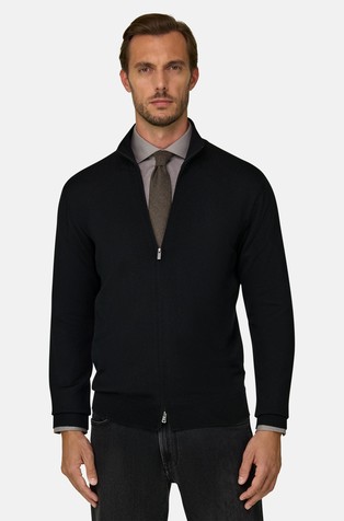 Full-Zip Jumper in Extrafine Merino Wool