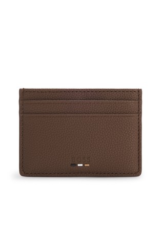 Faux-leather card holder with logo trim