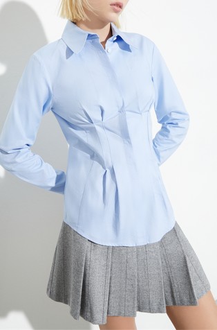 Corset-style cotton Oxford shirt