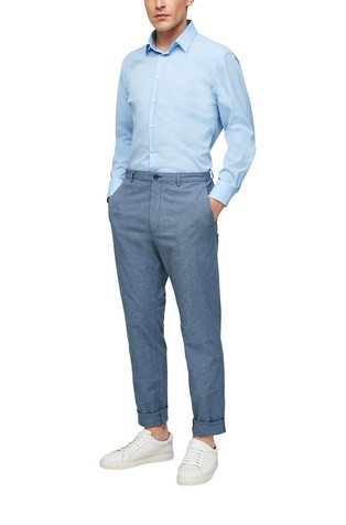 S.OLIVER Slim srajca s kent ovratnikom Modra - Blue 3