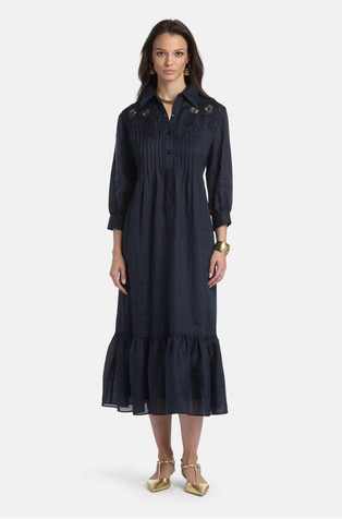 Dolga srajčna obleka z vezeninami