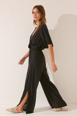 WOMEN'SECRET Dolg kombinezon z elastičnim pasom Črna - Black 4