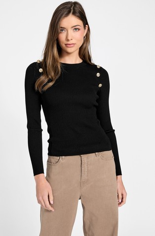Rib-knit jumper with logo buttons