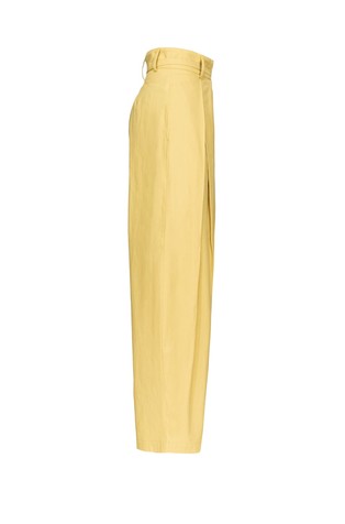 PINKO Relaxed fit bombažne hlače z gubami Rumena - Yellow 2
