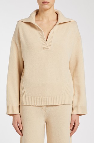 Monochrome knit boxy-fit polo-neck sweater