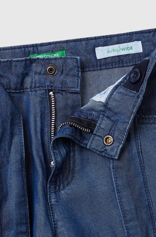 BENETTON Široke hlače s pasom Modra - Blue 3