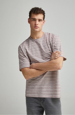 SPRINGFIELD Textured stripe T-shirt Red / White 4