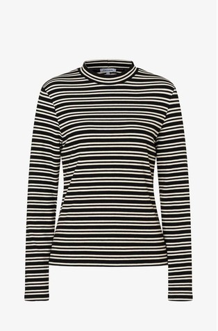 Rebrasta črtasta majica z dolgimi rokavi