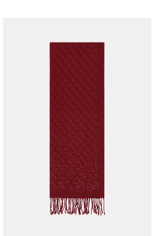 Monogram knit scarf with rhinestones