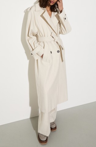 Cotton and wool blend gabardine trench coat