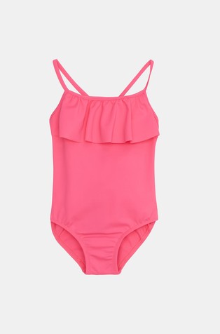 One-piece swimsuit with flounce