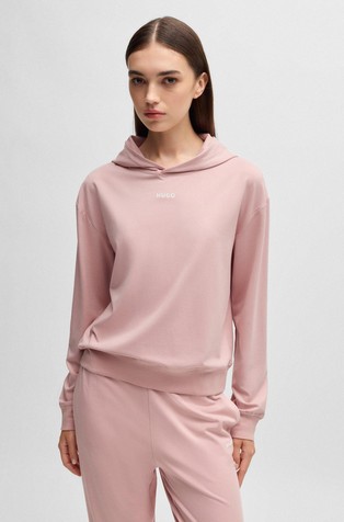 Stretch-jersey hoodie with logo print