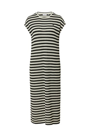 COMMA Striped midi dress in knitted viscose-blend Multi / Cream 2