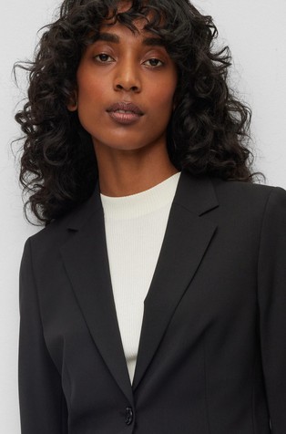 HUGO BOSS Slim fit suknjič iz deviške volne Črna - Black 4