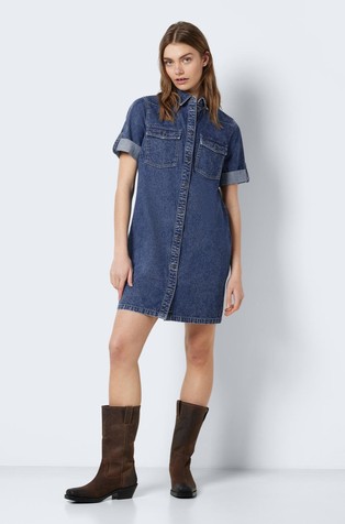 NOISY MAY NMNEW kratka denim obleka Modra - Medium Blue 3
