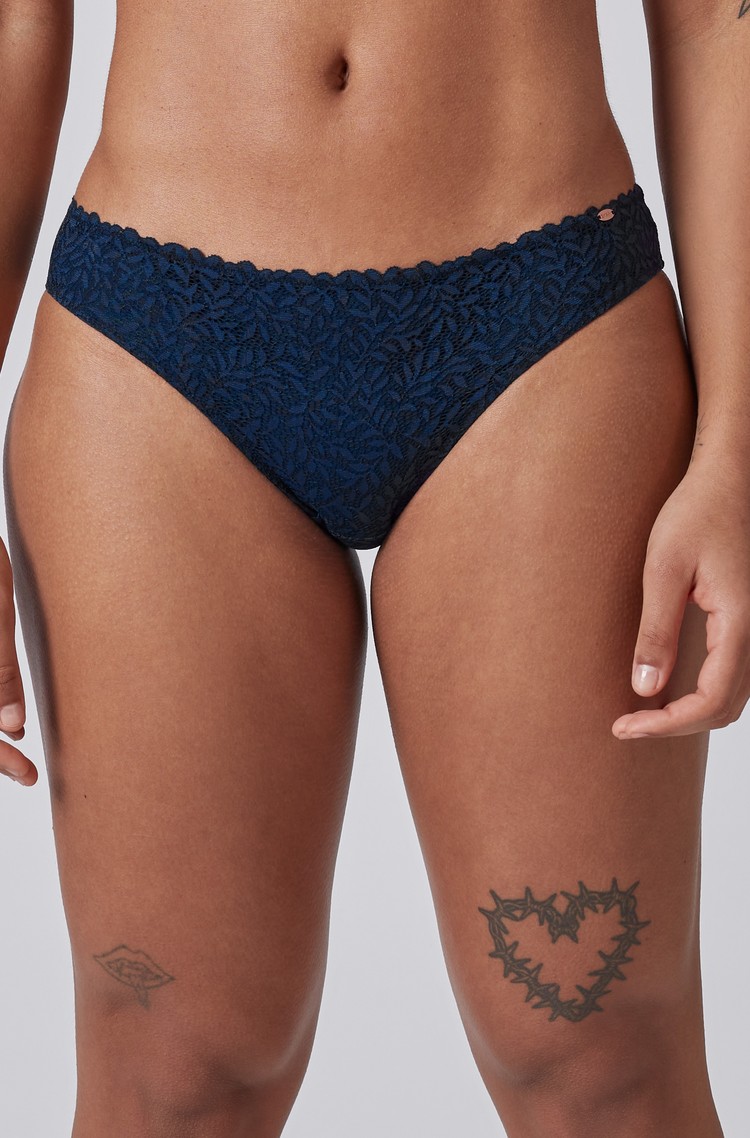 SKINY Every day in lace leaves bikini spodnje hlačke Modra - Dark Blue 