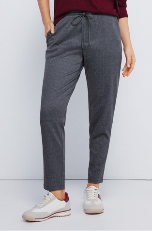 Hlače z zatezno vrvico in vzorcem ribje kosti